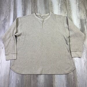 Uniqlo Beige Waffle-Knit Long Sleeve Tee